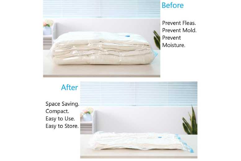 Clear Compressed Vacuum Storage Bags - Waterproof, Space-Saving, XXL 50x70cm, Modular Underbed & Wardrobe Solution (Up to 12 Pack) | Wowcher