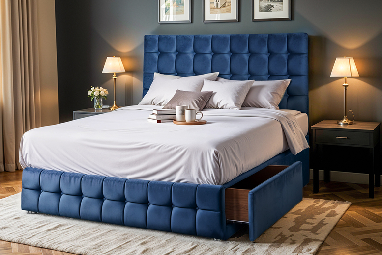 Velvet Ottoman Divan Bed Set w/ Storage & Mattress | Wowcher Velvet Ottoman Divan Bed Set w/ Storage & Mattress | Wowcher