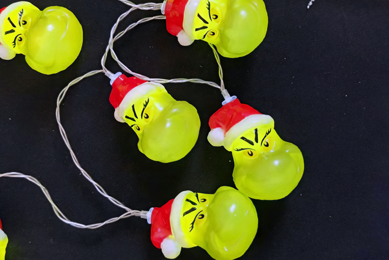 Grinch LED String Lights – USB, Plastic, Festive Home Decor (1.5M/3M) | Wowcher