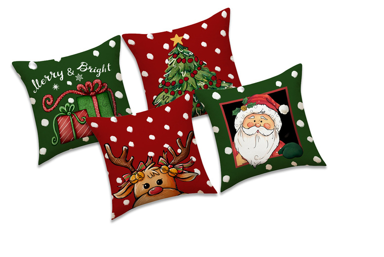Set of 4 Modern Linen Christmas Cushion Covers – 45x45cm Festive Decorative Throw Pillow Cases for Sofa & Bed | Wowcher Set of 4 Modern Linen Christmas Cushion Covers – 45x45cm Festive Decorative Throw Pillow Cases for Sofa & Bed | Wowcher