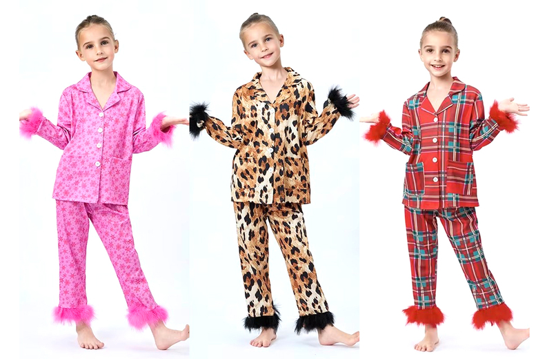 Unisex Black Lightweight Mother and Daughter Summer Pyjamas Set with Feather Trim – 5 Stylish Designs | Wowcher