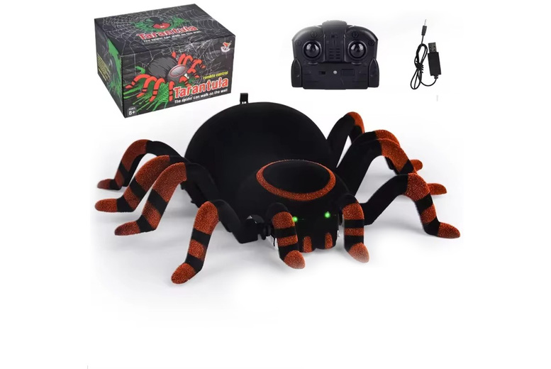 Remote Control Crawling Spider Toy – Hyperrealistic Prank Toy for Kids (Ages 6+) – Battery-Operated, LED Eyes, Tarantula Design | Wowcher