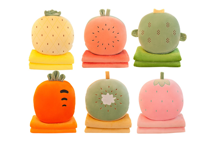 2-in-1 Cartoon Fruit Flannel Pillow & Blanket – Soft, Machine Washable, Travel-Friendly | Wowcher 2-in-1 Cartoon Fruit Flannel Pillow & Blanket – Soft, Machine Washable, Travel-Friendly | Wowcher