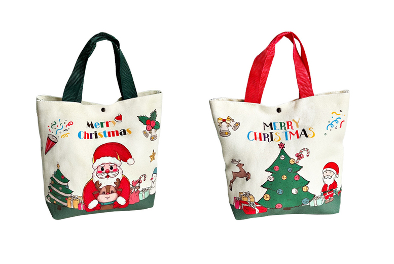 Unisex Christmas Gift Canvas Bags – Festive Red or Green | Wowcher