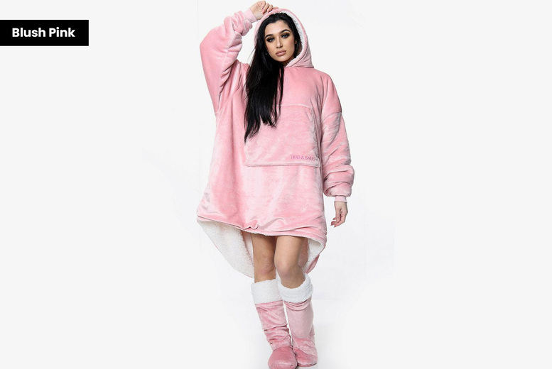 Unisex A blush pink blanket hoodie | Wowcher