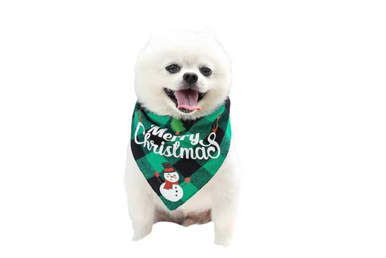 4Pcs Xmas Plaid Printed Pet Triangle Bib | Wowcher