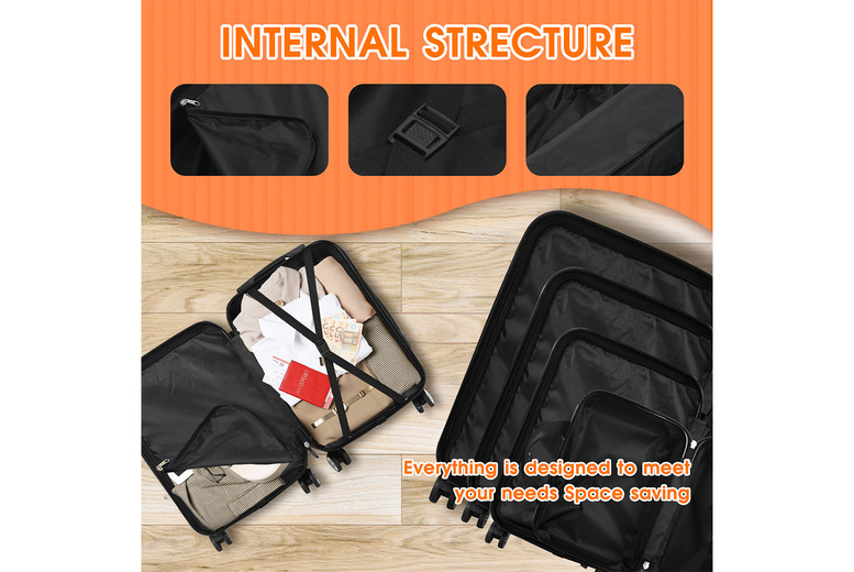 Durable Hardshell Black Suitcase Set with Whisper-Quiet Wheels | Wowcher Durable Hardshell Black Suitcase Set with Whisper-Quiet Wheels | Wowcher