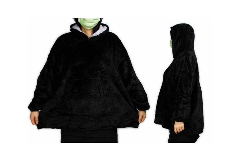 Unisex Grey Lightweight Reversible Sherpa Hoodie Blanket – Unisex Summer Loungewear | Wowcher