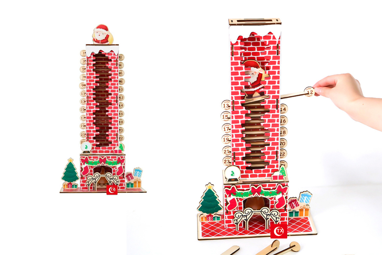 Wooden Christmas Chimney Advent Calendar – Festive Desk Decor, 2 Designs, Family-Friendly | Wowcher
