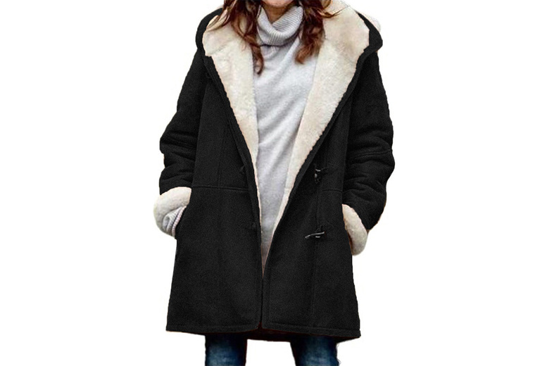 Brown Women’s Longline Fleece Fur Parka Jacket – Thermal-Lined, Hooded, 8 Sizes, 10 Colours | Wowcher