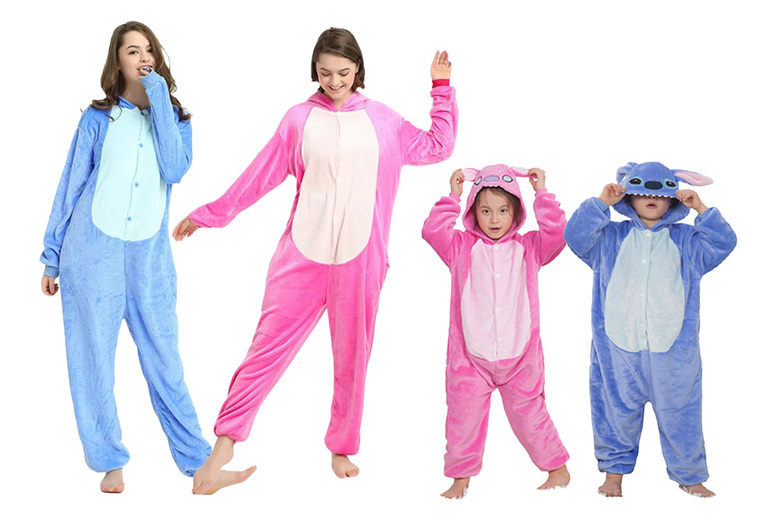 Unisex Blue Lilo & Stitch  Fleece Flannel Onesie – Unisex, Hooded Pyjamas for Kids & Adults | Wowcher