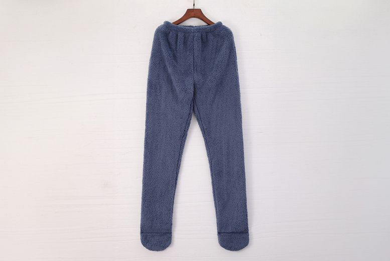 Unisex Warm Fleece Lined Plush Footed Pyjama for Adults, UK10, Blue | Wowcher