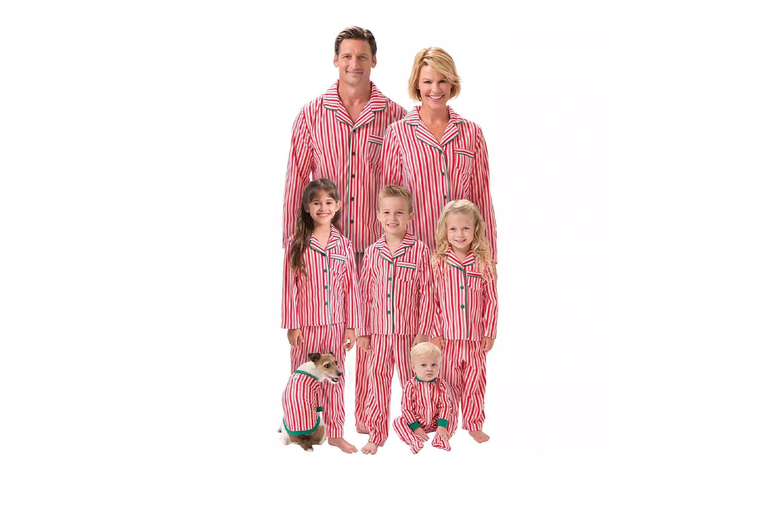 Lightweight Striped Candy Cane Family Summer Pyjamas – Breathable Cotton Blend, Unisex, Versatile Fit | Wowcher