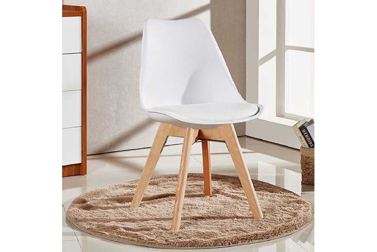 Set of 6 Contemporary Jensen Plastic Dining Chairs with Wooden Legs – Padded, Modern Scandi Style | Wowcher Set of 6 Contemporary Jensen Plastic Dining Chairs with Wooden Legs – Padded, Modern Scandi Style | Wowcher