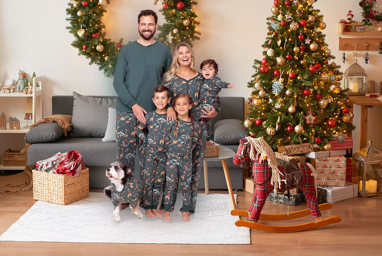 Festive Animal Christmas Pajama Set Deal Wowcher