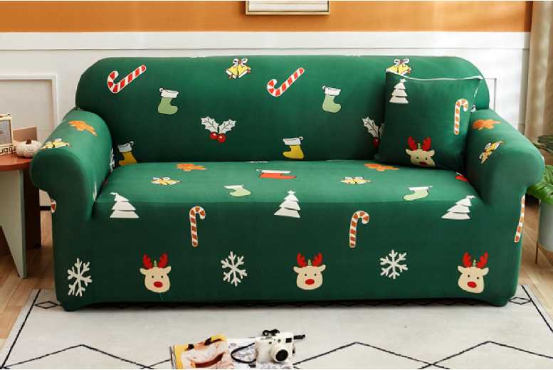 Christmas Printed Elastic Sofa Cover | Wowcher Christmas Printed Elastic Sofa Cover | Wowcher