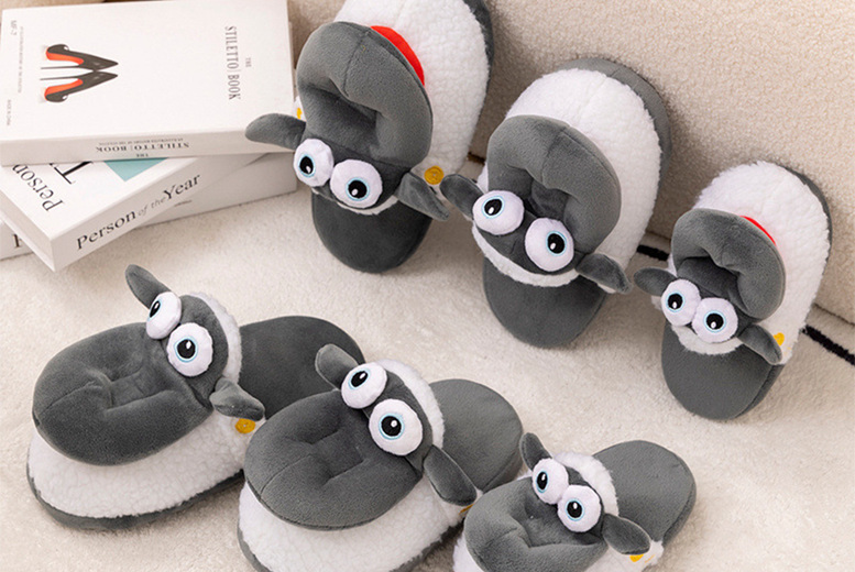 Animal Plush Crocodile & Sheep Slippers Costume – Moving Mouth, Unisex, Kids & Adults, Cosy Fancy Dress | Wowcher