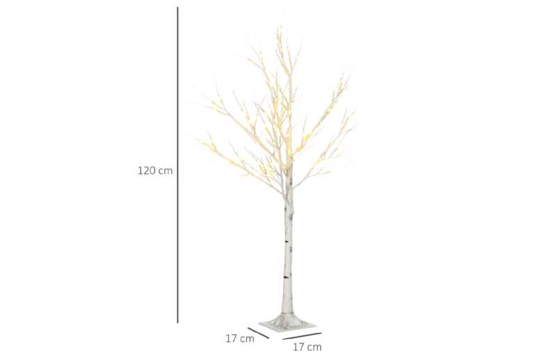 4ft White Birch Tree w/ 72 Warm LEDs | Wowcher
