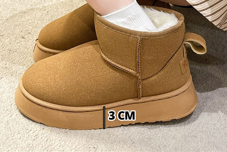 Women's Thick Sole Padded Snow Boots, UK 3, Khaki | Wowcher