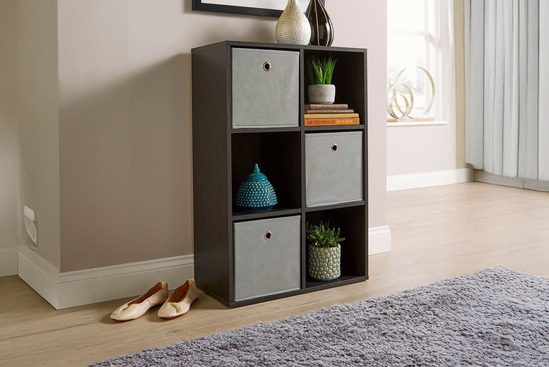 6 Cube Bedroom Storage Unit - Laminated Board, Space-Saving, 4 Colour Options, Compact Shelving | Wowcher