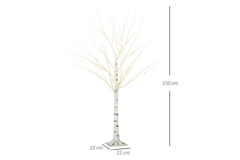5ft Pre-Lit Artificial White Birch Christmas Tree with 96 Warm White LEDs | Wowcher