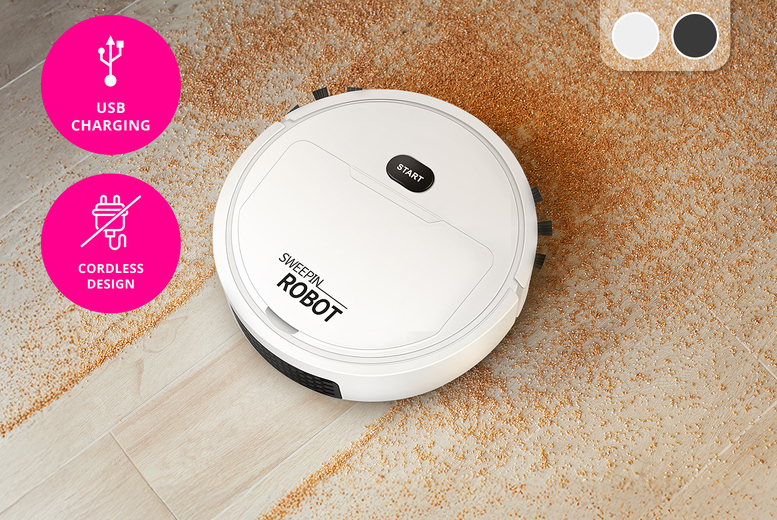 3-in-1 Smart Wireless Vacuum Cleaning Robot - Black and White | Wowcher