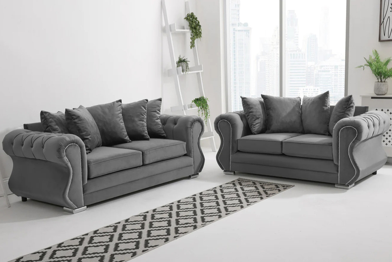 Falcon Velvet Scatterback Sofa Range – Armchair, 2-Seater, 3-Seater & 3+2 Set – Plush Velvet Sofas for Modern Living Rooms | Wowcher Falcon Velvet Scatterback Sofa Range – Armchair, 2-Seater, 3-Seater & 3+2 Set – Plush Velvet Sofas for Modern Living Rooms | Wowcher