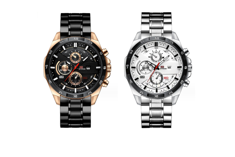 Men's Waterproof Stainless Steel Watch - Two Colour Options | Wowcher