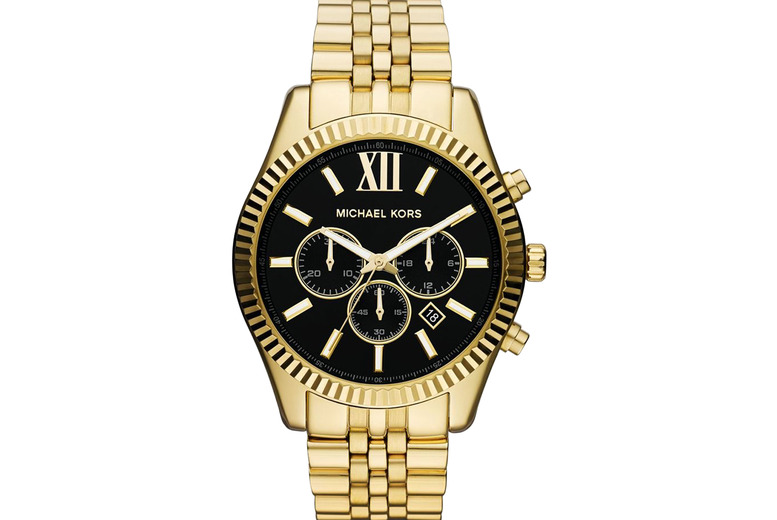 Michael Kors Unisex Gold Mk8286 Men's Chronograph Quartz Watch - Pvd, 45Mm, Water-Resistant Luxury Timepiece | Wowcher