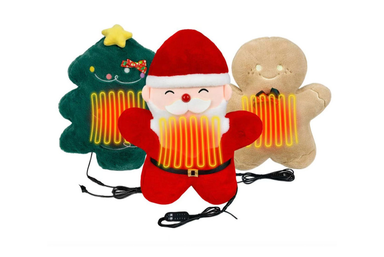 Christmas-Themed Plush Heated Cushion – USB Electric, Velvet-Soft, 45cm, Festive Decor | Wowcher