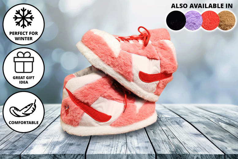 Unisex Free Size Nike Dunk  Chunky Warm Slippers, Pink | Wowcher