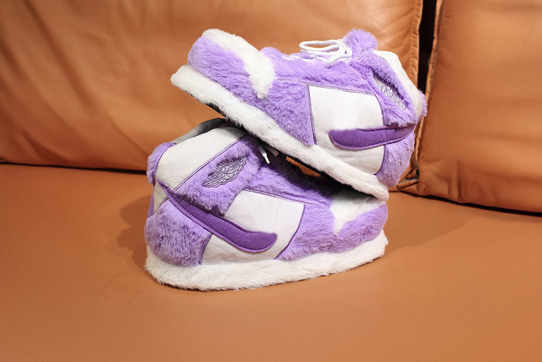 Unisex Free Size Nike Dunk  Chunky Warm Slippers, Purple | Wowcher