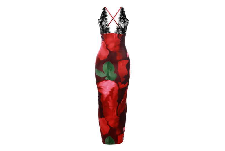 Red Women’s Lace Detailed Backless Dress – Elegant Summer Fashion | Wowcher