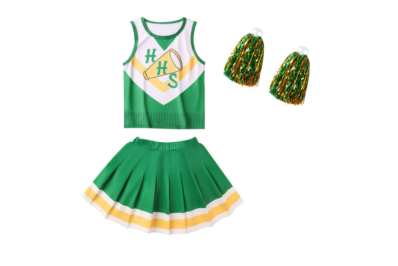 Unisex Black Stranger Things Hawkins Cheerleader Halloween Costume – Kids & Adults, Deluxe Set, Fancy Dress | Wowcher