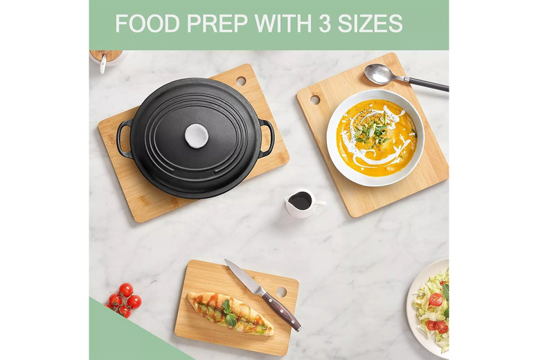 Premium Set of 3 Eco-Friendly Bamboo Kitchen Chopping Boards | Wowcher