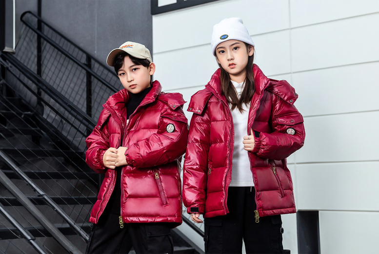 Moncler Inspired Kids' Glossy Puffer Jacket with Hoodie, 120cm