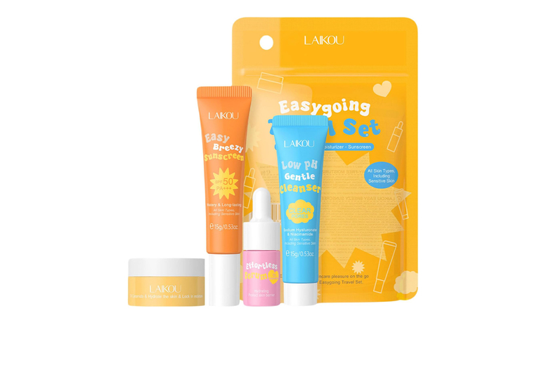 4pc Hyaluronic Acid Skincare Travel Set – Hydrating Essentials for Dry & Combination Skin | Wowcher