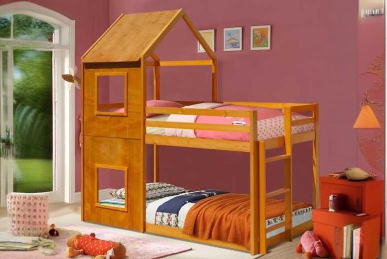 Elegant House Bunk Bed with Sturdy Base | Wowcher