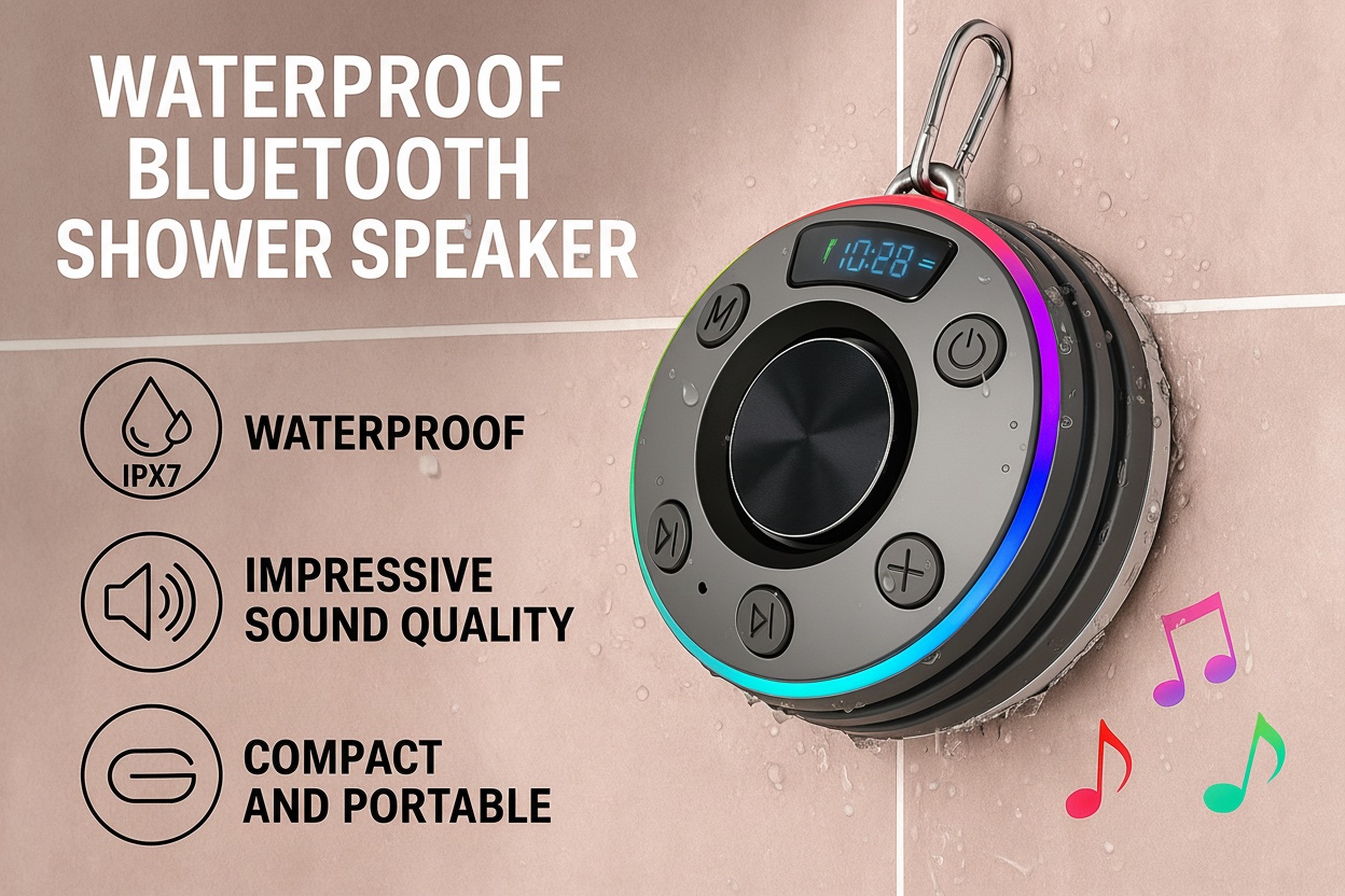 Waterproof Bluetooth Shower Speaker - Blue or Black | Wowcher