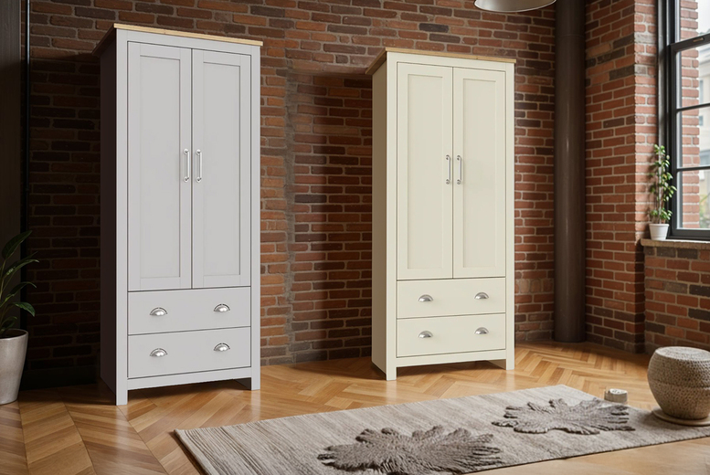 Cream 2-Door Bedroom Wardrobe with 2 Storage Drawers – Compact Modern Wardrobe, Durable Finish | Wowcher Cream 2-Door Bedroom Wardrobe with 2 Storage Drawers – Compact Modern Wardrobe, Durable Finish | Wowcher