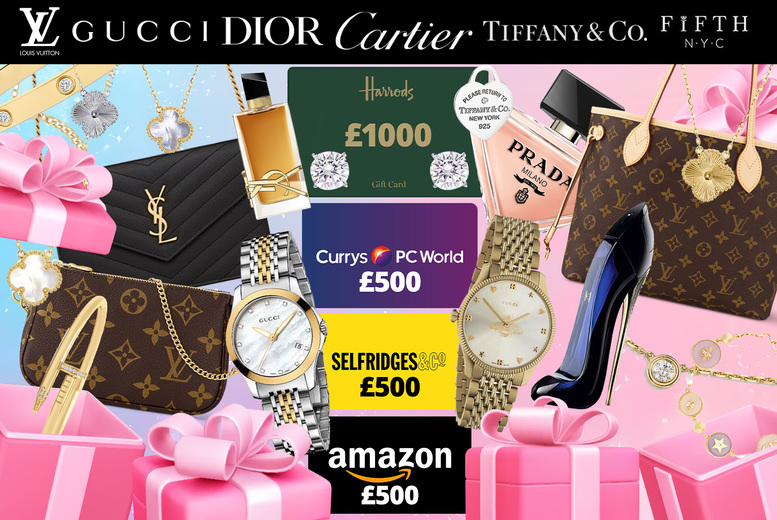 Deluxe Designer Mystery Deal – Louis Vuitton, Gucci , £1000 Gift Cards, Dior, Cartier, Tiffany, Fifth NYC and more! | Wowcher