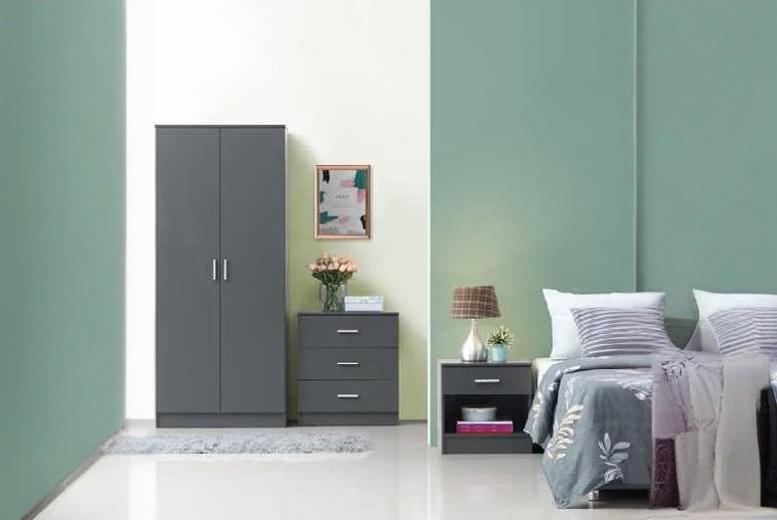 Elegant Modern Bedroom Furniture Set – Sonoma Oak Finish, 3-Drawer Storage, Double Wardrobe & Bedside Table | Wowcher Elegant Modern Bedroom Furniture Set – Sonoma Oak Finish, 3-Drawer Storage, Double Wardrobe & Bedside Table | Wowcher
