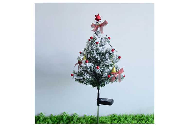 85cm Solar-Powered Pre-Lit Outdoor Christmas Tree Stake – LED Garden Decoration, Weatherproof, Easy Install | Wowcher