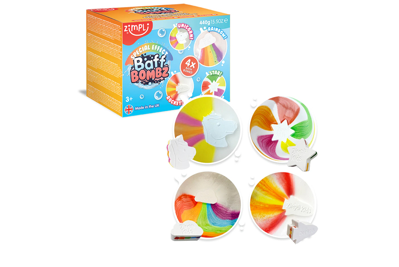 Zimpli Kids Ltd Unisex Kids Baff Bombz - Rainbow, Rocket, Star & Unicorn Special Effect | Wowcher