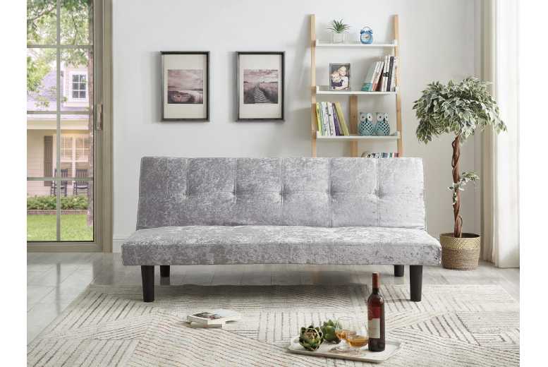 Crushed Velvet 3-Seater Sofa Bed – Modern Convertible Recliner, Velvet Upholstery, Space-Saving Design | Wowcher