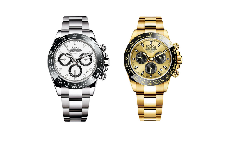 Men's Quartz Waterproof Stainless Steel Watch - Classic Gold or Silver, 45mm Dial | Wowcher