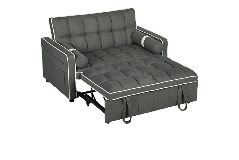 Linen-Look 2-Seater Reclining Sofa Bed – Modern Fabric, Adjustable, Space-Saving | Wowcher