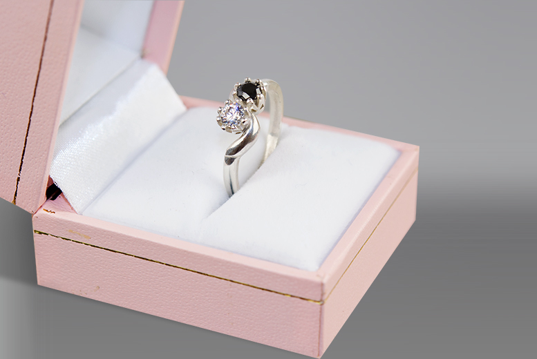 Natural Black Diamond & Swarovski Zirconia Ring - 2 Styles! Â£29.99 ...