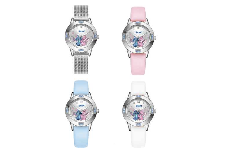 Lilo & Stitch Quartz Kids' Cartoon Watch - Fun, Durable, Adjustable Strap, Multiple Colours | Wowcher