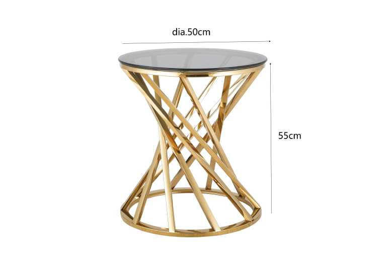 Contemporary Spiral Metal & Glass Side Table – Compact Living Room Accent | Wowcher